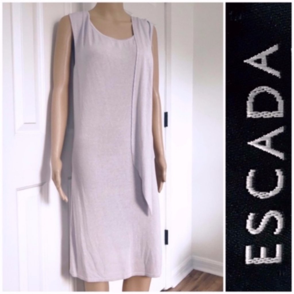 Escada Lilac Color Crewneck Loose Fit Sleeveless Midi Dress S